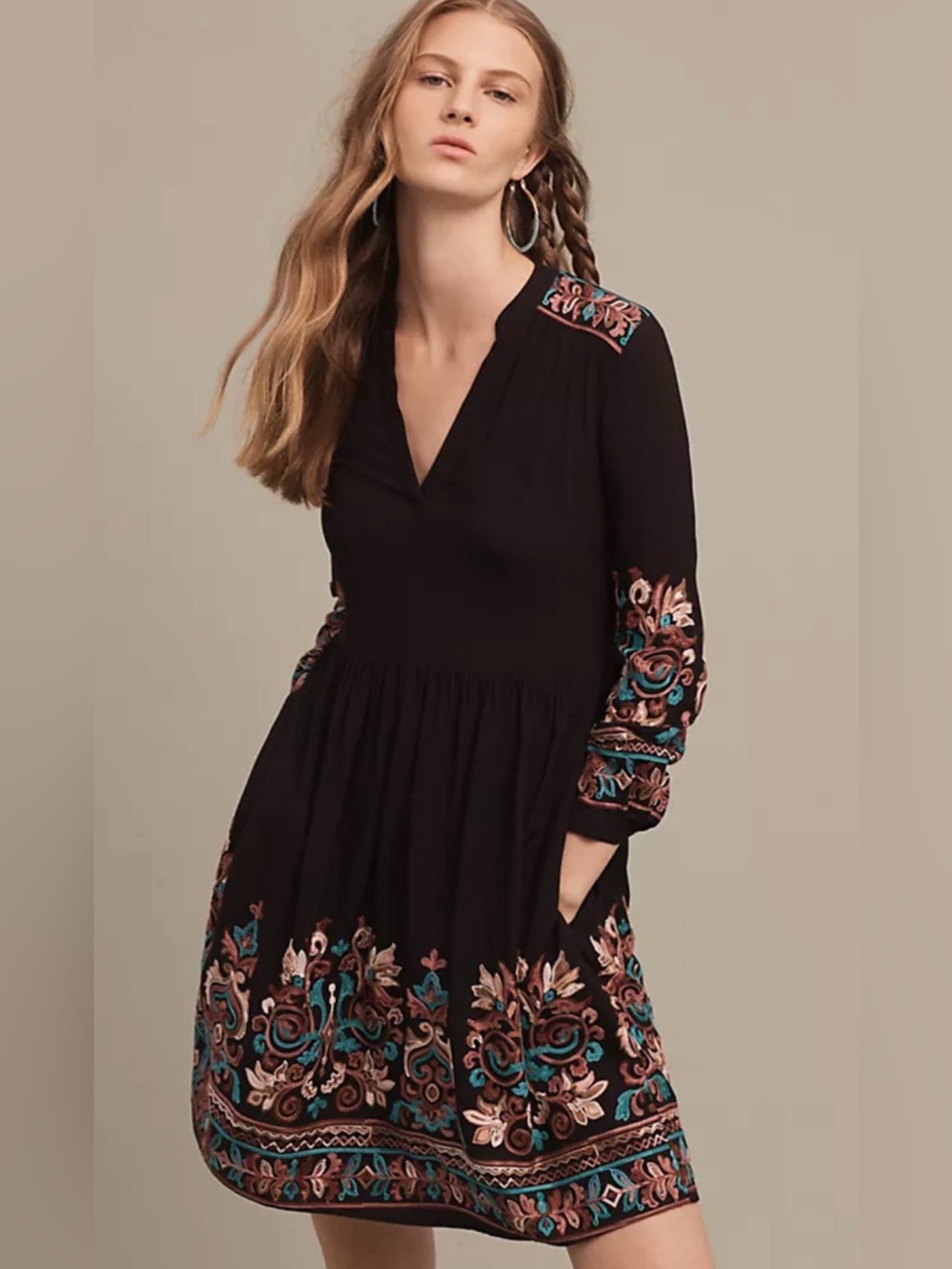 Anthropologie, Floreat, Avery embroidered dress in size medium petite.